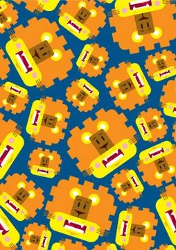 Cute Cartoon Lion Pattern Stock Illustration