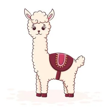 Cute cartoon llama Stock Illustration