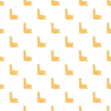 Cute cartoon llama seamless pattern on white background Illustrazione stock