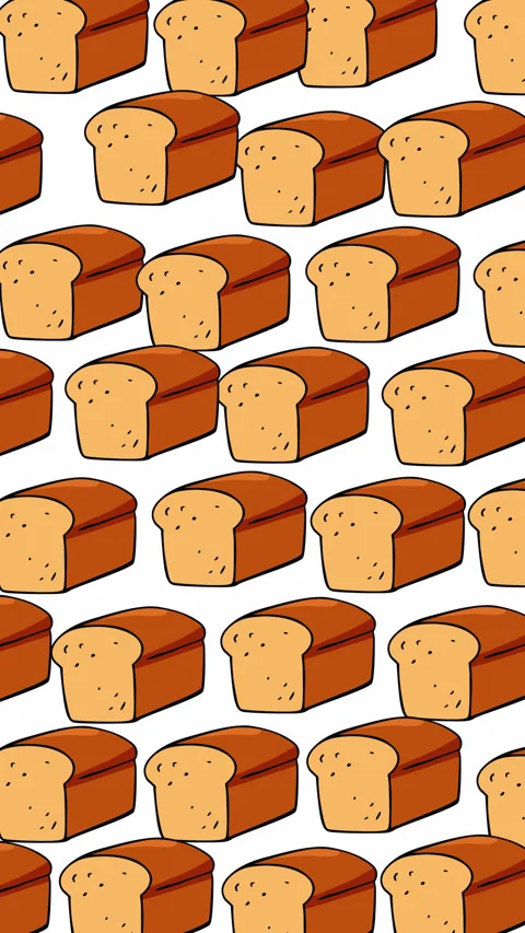 Cute Cartoon Loaf Bread Pattern Animation Background  Seamless Bakery Food M Stock Footage 348151881