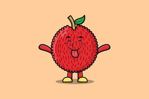 Cute cartoon Lychee with flashy expression Stock Illustration