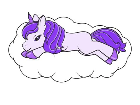 Cute Cartoon Lying down Unicorn. Vector illustration Stock Illustration