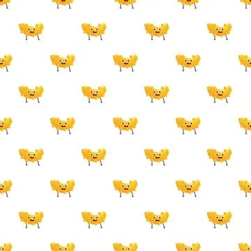 Cute cartoon macaroni characters forming a seamless pattern Stock Illustration