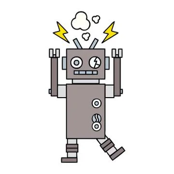 Cute cartoon malfunctioning robot Stock Illustration