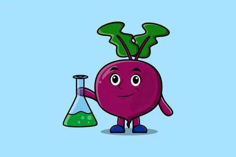 Cute cartoon mascot character Beetroot scientist Stock Illustration