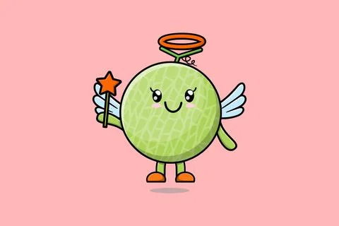 Cute Cartoon Melon character in the form of fairy Stock Illustration