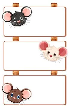 Cute Cartoon Mice Label Frames Illustrazione stock