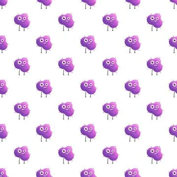 Cute cartoon microbe pattern creating a microbiology background Stock Illustration