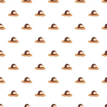 Cute cartoon mole emerging from ground pattern イラスト素材