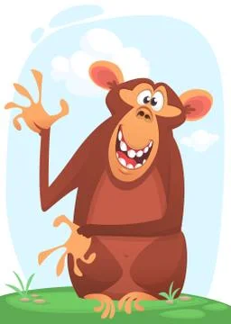 Cute cartoon monkey character Stock Illustration