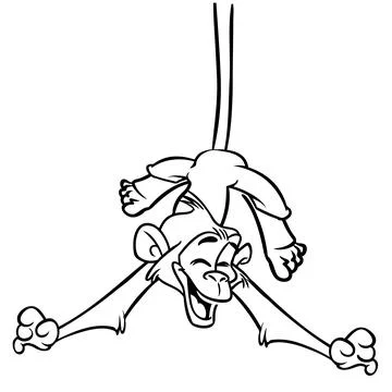 Cute cartoon monkey chimpanzee. Vector illustration of a monkey outlines. Des Stock Illustration