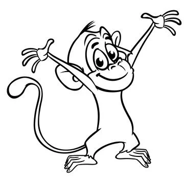 Cute cartoon monkey chimpanzee. Vector illustration of a monkey outlines. Des Stock Illustration
