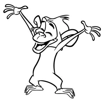 Cute cartoon monkey chimpanzee. Vector illustration of a monkey outlines. Des Stock Illustration