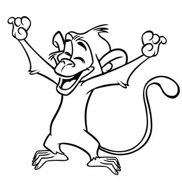 Cute cartoon monkey chimpanzee. Vector illustration of a monkey outlines. Des Stock Illustration