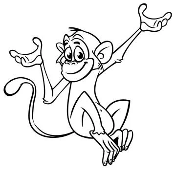 Cute cartoon monkey chimpanzee. Vector illustration of a monkey outlines. Des Stock Illustration
