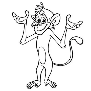 Cute cartoon monkey chimpanzee. Vector illustration of a monkey outlines. Des Stock Illustration