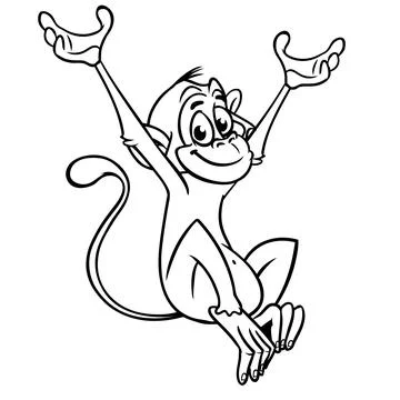 Cute cartoon monkey chimpanzee. Vector illustration of a monkey outlines. Des Stock Illustration