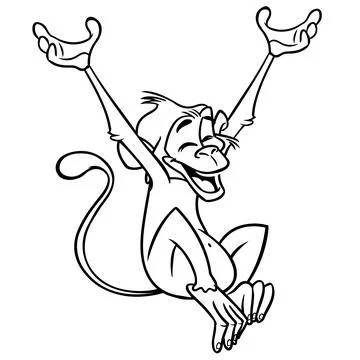 Cute cartoon monkey chimpanzee. Vector illustration of a monkey outlines. Des Stock Illustration