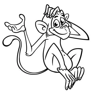 Cute cartoon monkey chimpanzee. Vector illustration of a monkey outlines. Des Stock Illustration