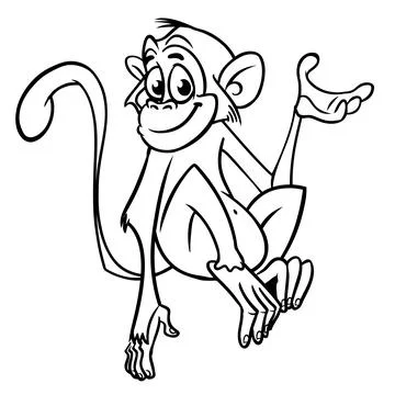 Cute cartoon monkey chimpanzee. Vector illustration of a monkey outlines. Des Stock Illustration