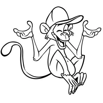 Cute cartoon monkey chimpanzee. Vector illustration of a monkey outlines. Des Stock Illustration