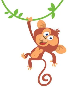 Cute cartoon monkey chimpanzee. Vector illustration isolated on white Stock Illustration