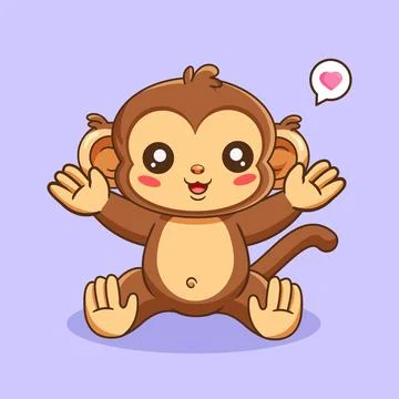 Cute Cartoon Monkey Ready for a Hug Vector Illustration Cartoon Design Stock-Illustration