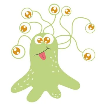 Cute cartoon monster, alien. Vector illustration on a white background Stock Illustration