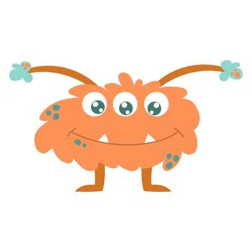 Cute cartoon monster, alien. Vector illustration on a white background Stock Illustration