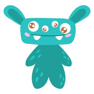 Cute cartoon monster, alien. Vector illustration on a white background Stock Illustration