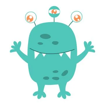 Cute cartoon monster, alien. Vector illustration on a white background Stock Illustration