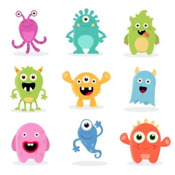Cute Cartoon Monsters Stock Illustration