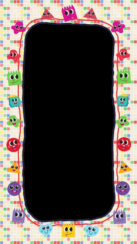 Cute Cartoon Monsters Vertical Frame Loop Animation with Alpha Channel Stock Footage 346571639