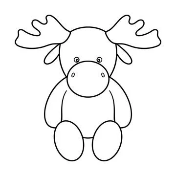 Cute Cartoon Moose Outline Vector Illustration Stock Illustration