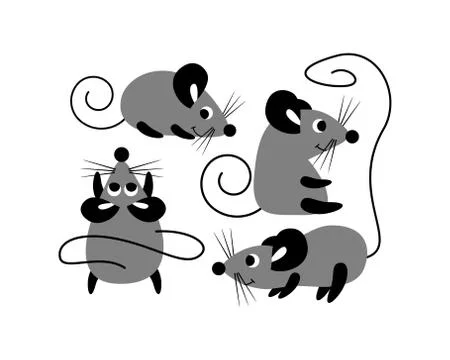 Cute cartoon mouse set Stock Illustration
