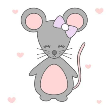 Cute cartoon mouse vector illustration isolated on white background Stock Illustration