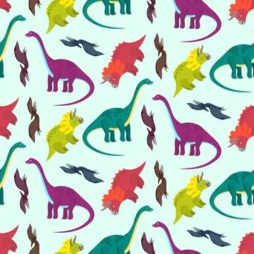 Cute cartoon multicolored dinosaurs pattern Stock Illustration