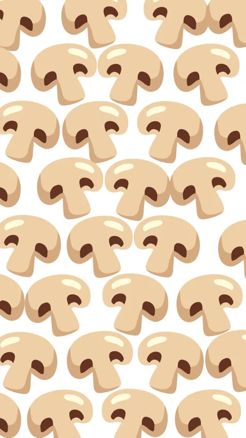 Cute Cartoon Mushroom Pattern Animation Background  Minimalist Beige Mushroo Stock Footage 348150575