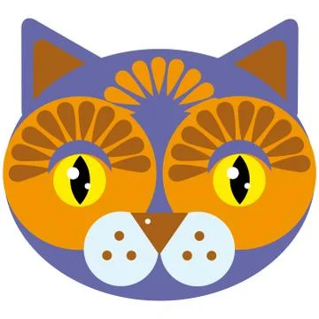 Cute cartoon muzzle cat on a white background. Vector Stock Illustration
