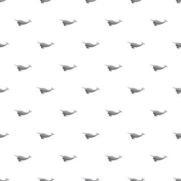 Cute cartoon narwhal seamless pattern on white background Illustrazione stock