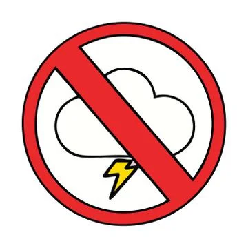 Cute cartoon no storms allowed sign Stock Illustration