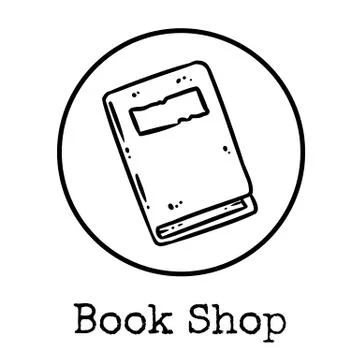 Cute cartoon notebook doodle image. Book shop logo. Media highlights graphic Stock Illustration