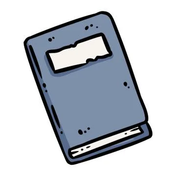 Cute cartoon notebook doodle image. Book shop logo. Media highlights graphic Stock Illustration