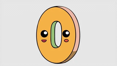 Cute Cartoon Number Zero Video stock 343610723