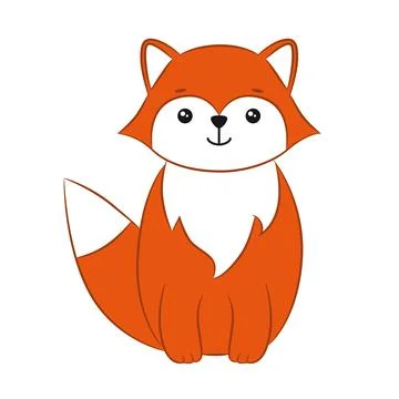 Cute cartoon orange fox on a white background. Stock Illustration