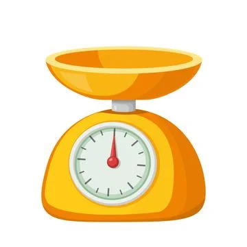 Cute Cartoon Orange Kitchen Scale Vector Illustration Stock Illustration