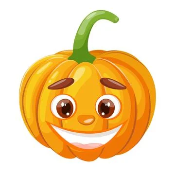 Cute cartoon orange pumpkin.Vector pumpkin. Vegetable illustration for farmers Stock Illustration