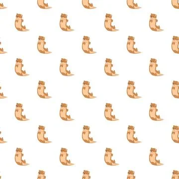 Cute cartoon otter seamless pattern background wallpaper Stock Illustration