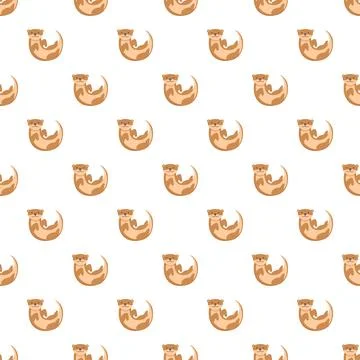 Cute cartoon otter seamless pattern background design 스톡 일러스트