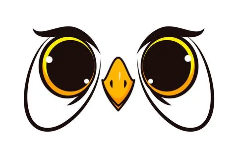 Cute cartoon owl face comic bird animal emoji Ilustración de archivo